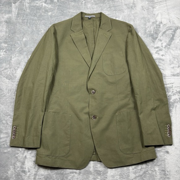 Suitsupply Other - SuitSupply 44R Olive Green Cotton Linen Sport Coat Blazer Besi Italy EU54